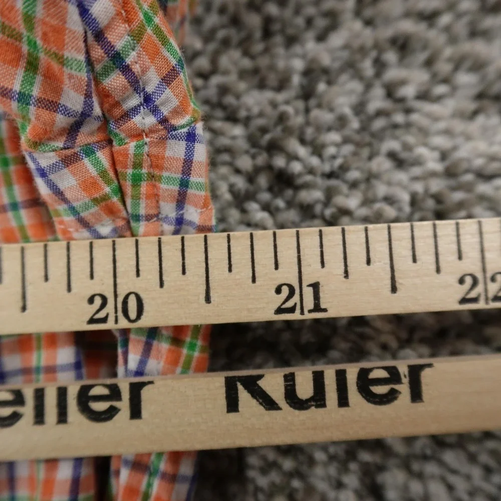 Ralph Lauren Shirt Mens S Orange Green Check Pony Button Up Long Sleeve Preppy‎